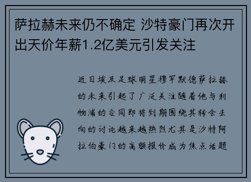 萨拉赫未来仍不确定 沙特豪门再次开出天价年薪1.2亿美元引发关注 萨拉赫未来仍不确定 沙特豪门再次开出天价年薪1.2亿美元引发关注